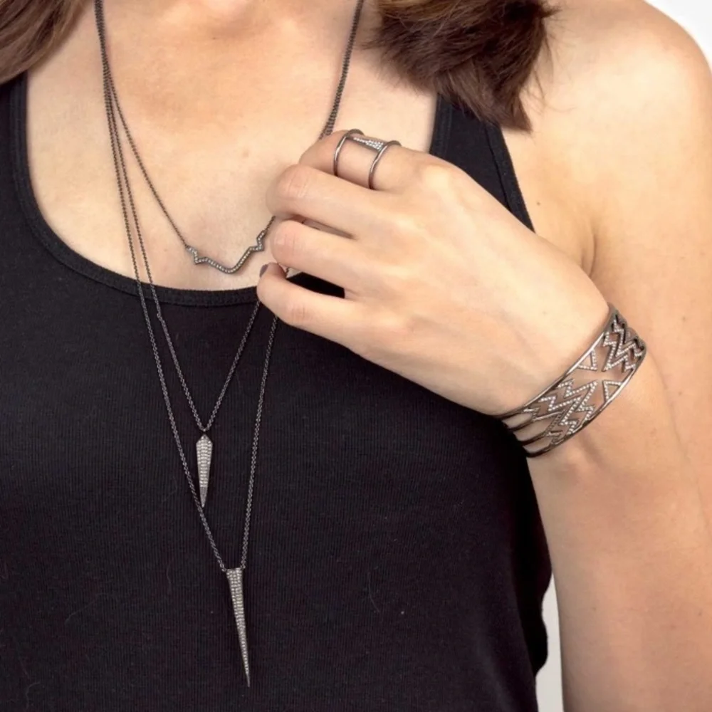 Stella & Dot | Black Pavé Hematite Fountaine Cuff Bracelet Retired
